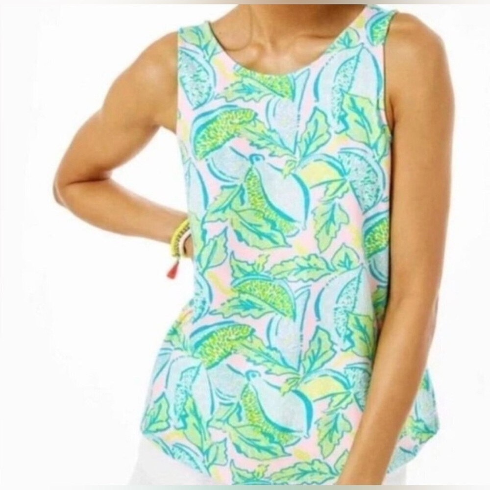 Lilly Pulitzer Kristen Urchin Pink Vitamin Sea Sleeveless Tank Top NWT M